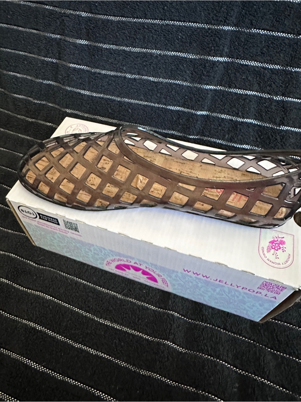 Jellypop Uma Smoke Lattice Slip-On Flats - Smoke